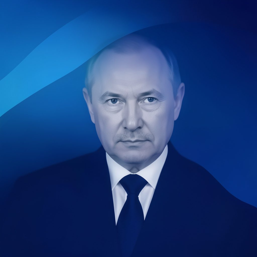 Мрачная абстрактная композиция в тёмно-синих и серых тонах с ощущением скрытой власти